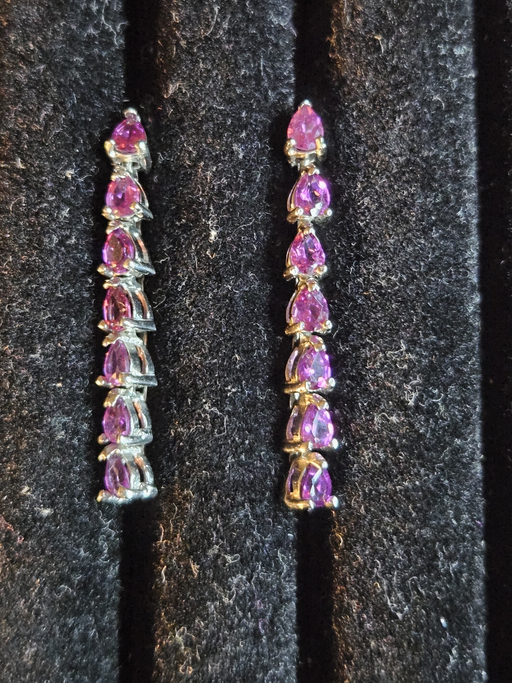 925S Purple Garnet Teardrop Linear Earrings - Women Jewelry